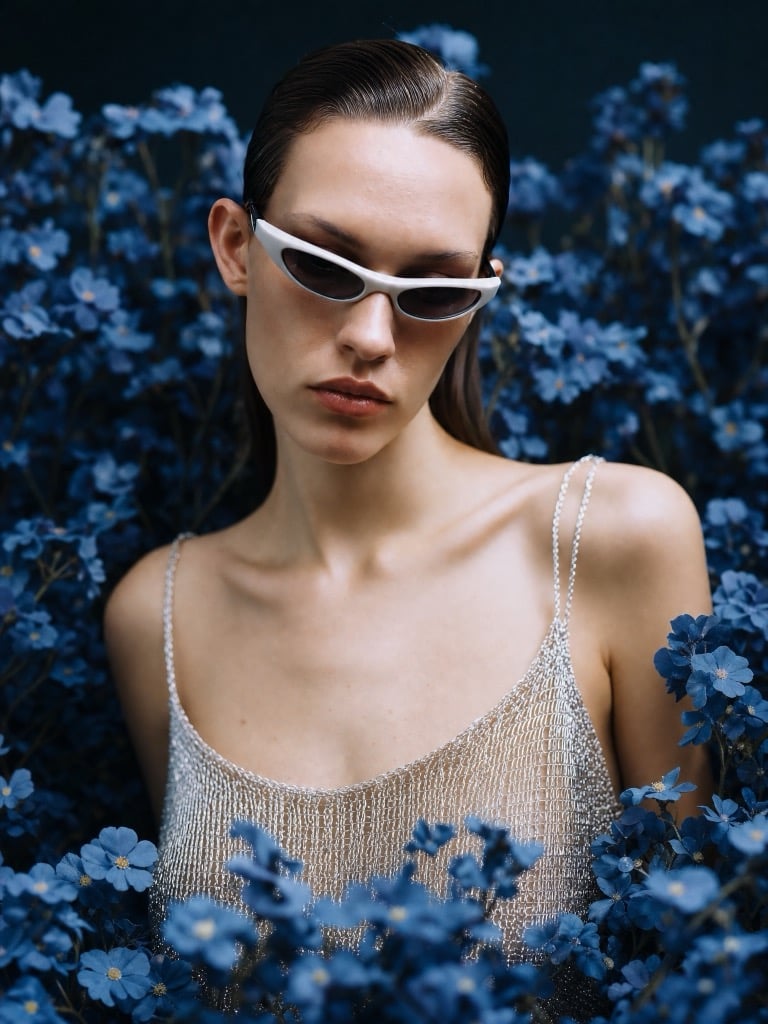 Blue Floral Portrait