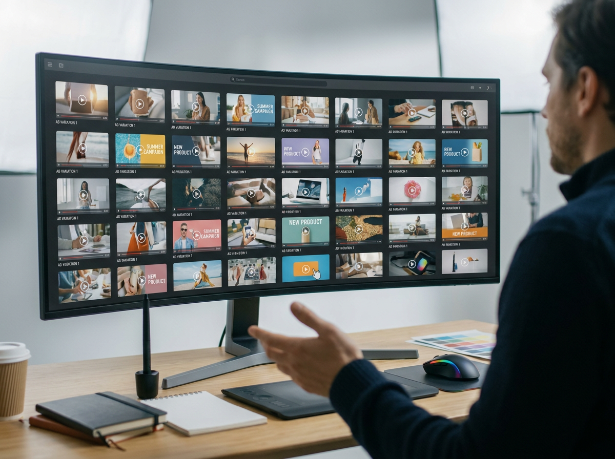 Wall of multiple ad variation thumbnails