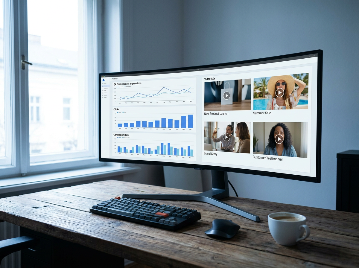 Analytics dashboard with ad performance metrics