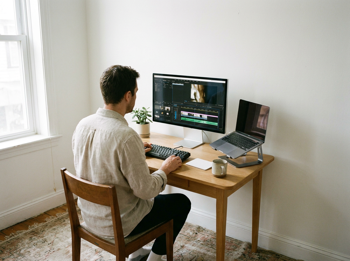 Simple minimal single-screen editing setup