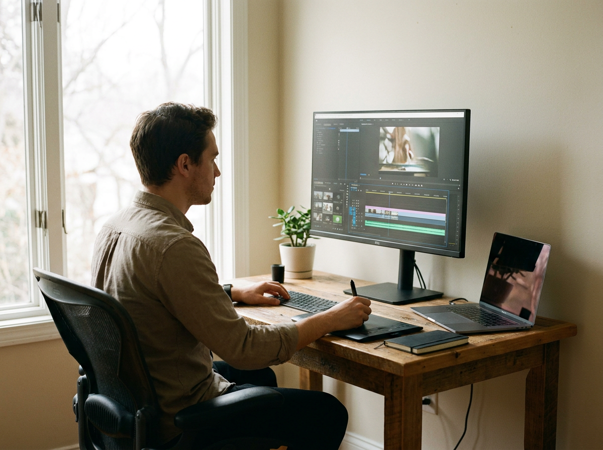 Simple minimal single-screen editing setup
