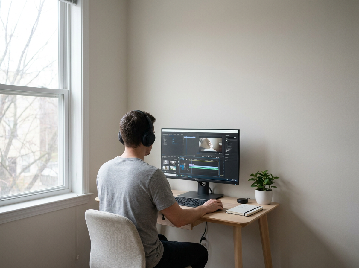 Simple minimal single-screen editing setup