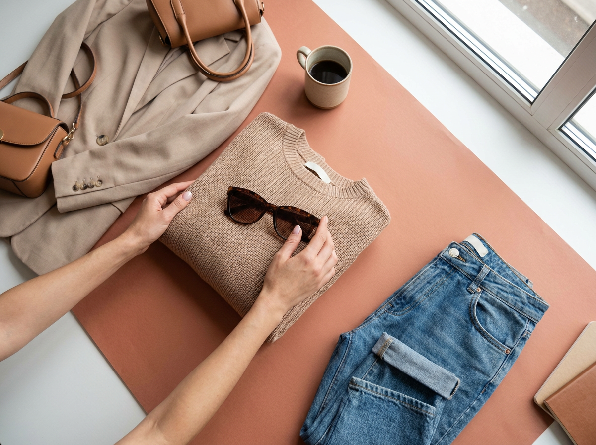 Creator styling a flat lay