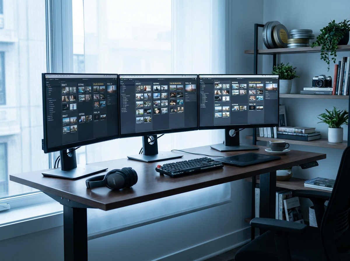 End-to-end production workflow on multiple screens