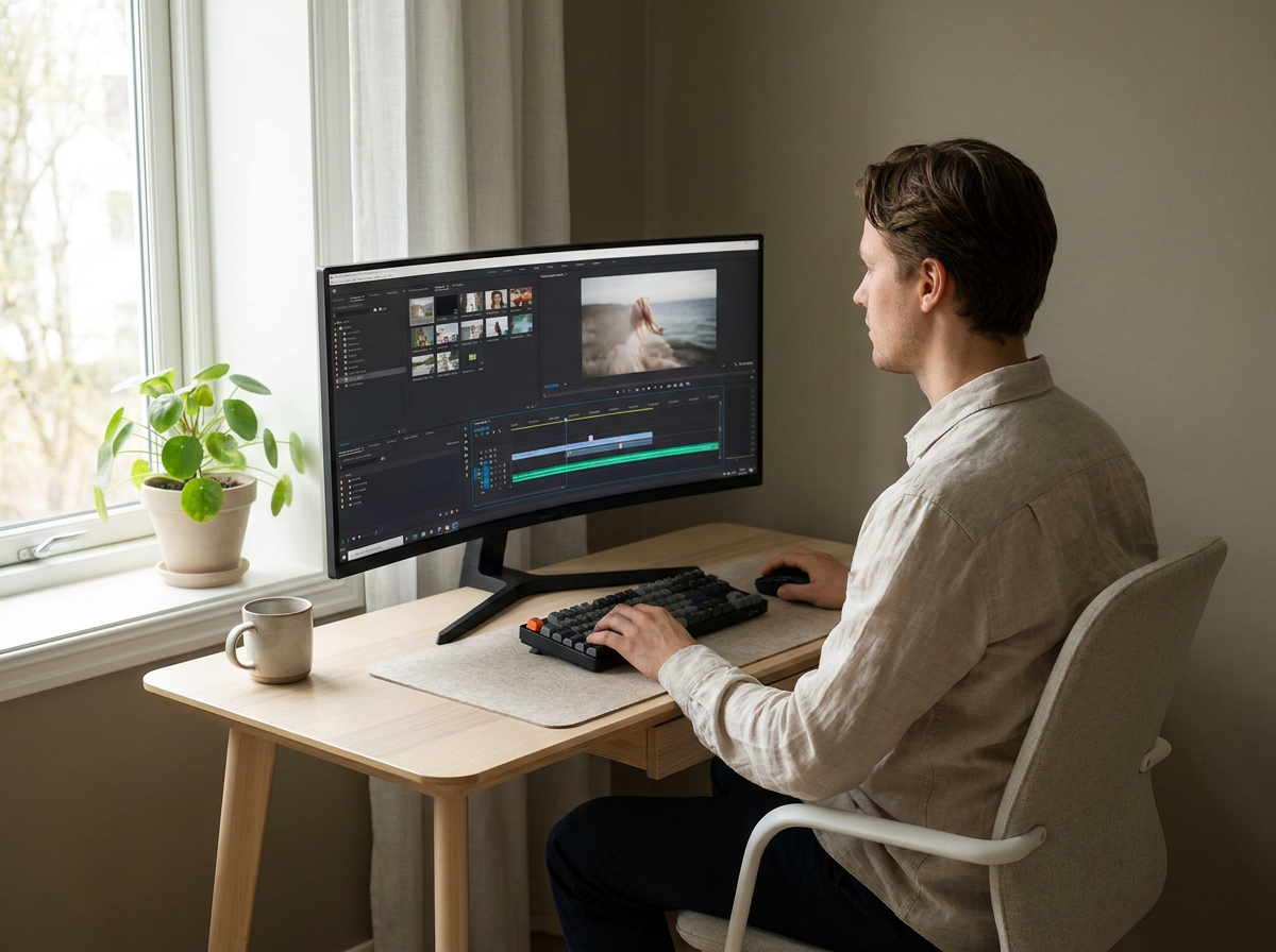 Simple minimal single-screen editing setup