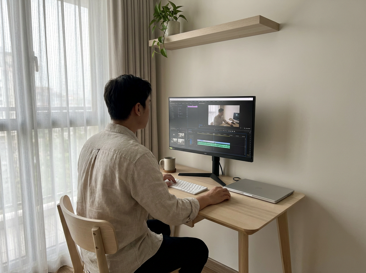 Simple minimal single-screen editing setup