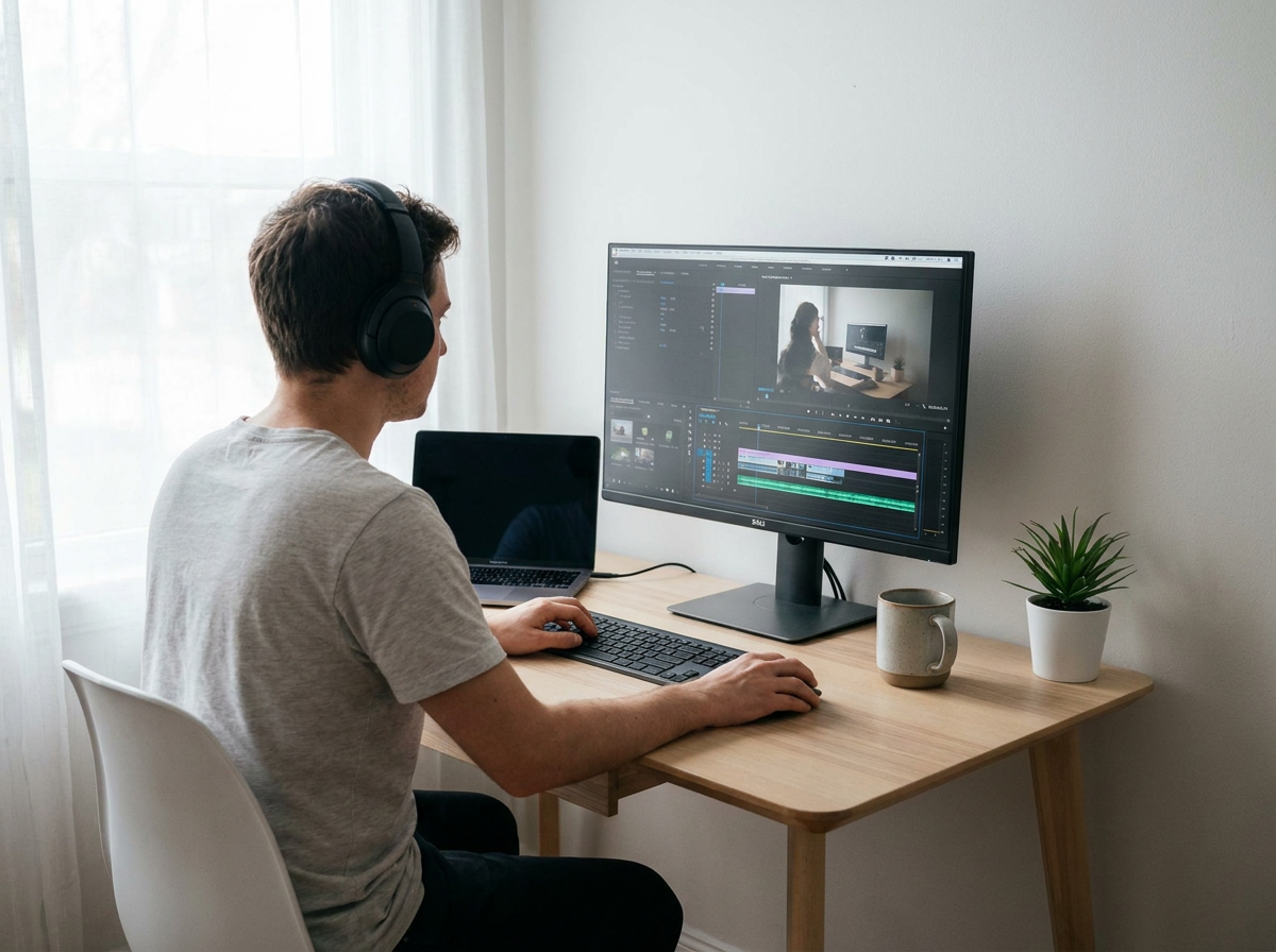 Simple minimal single-screen editing setup