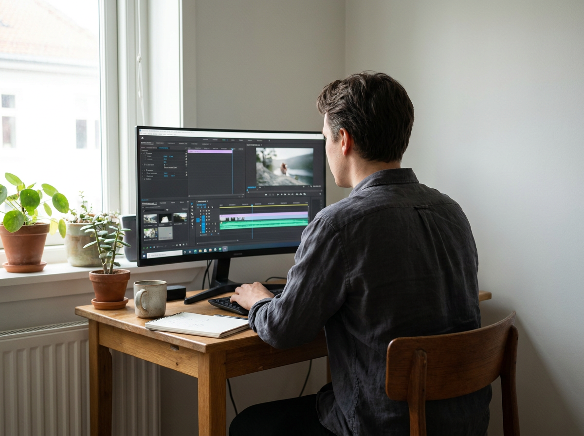 Simple minimal single-screen editing setup