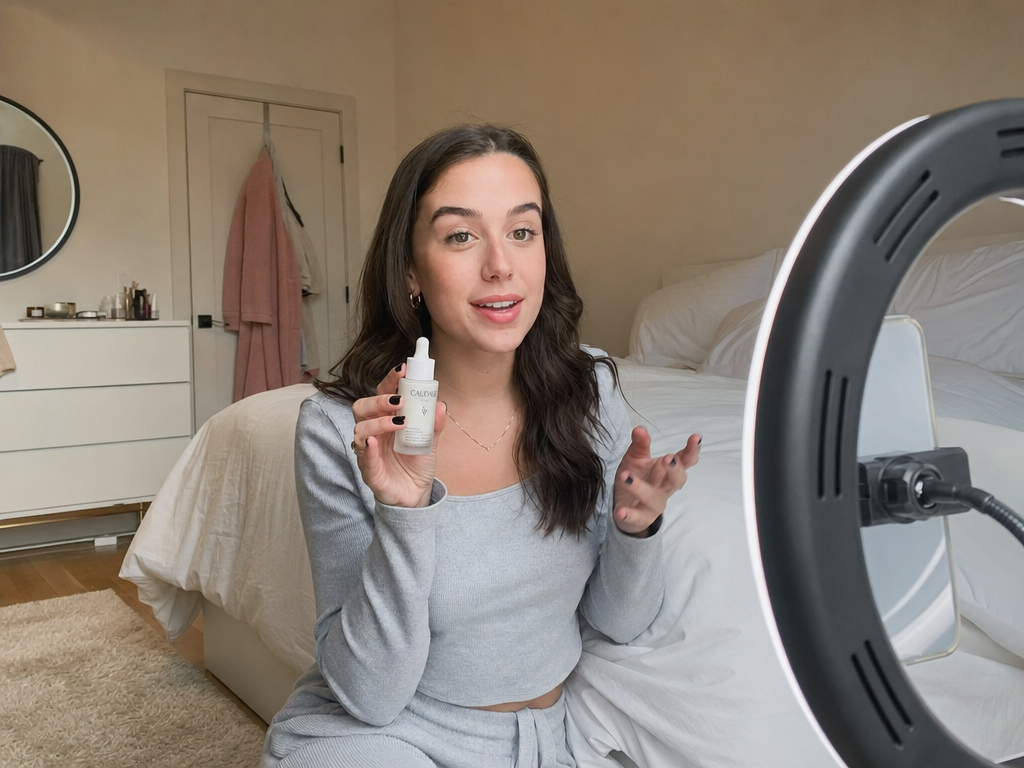 Creator filming a product ad on a phone