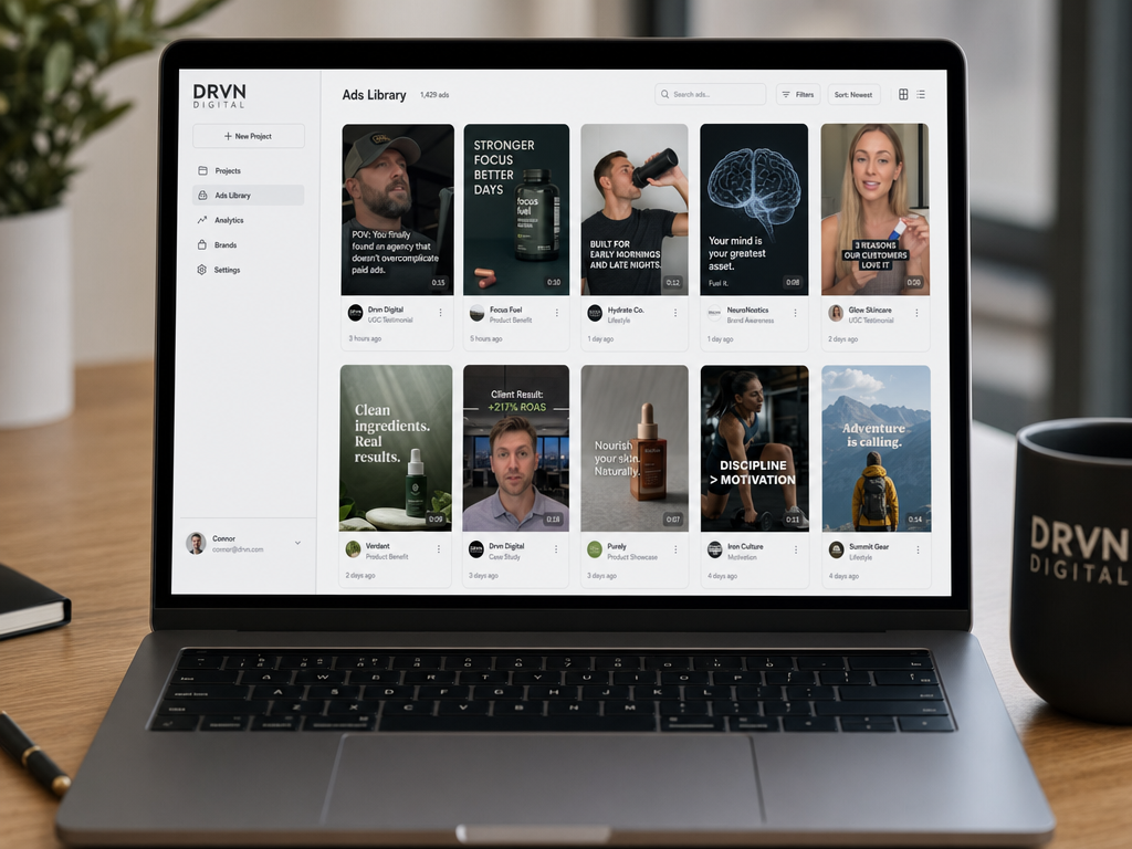 Batch of ad variations on a screen