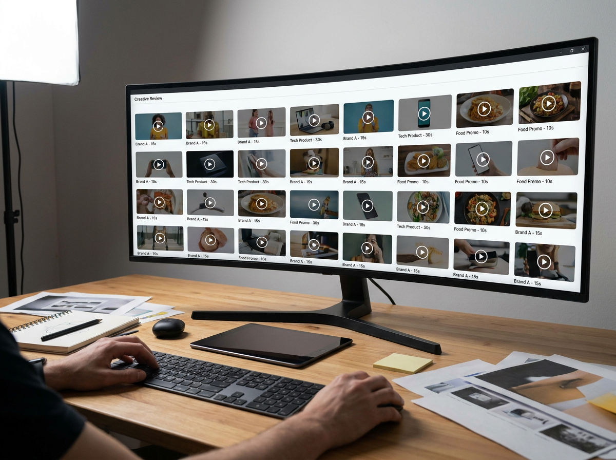 Wall of multiple ad variation thumbnails