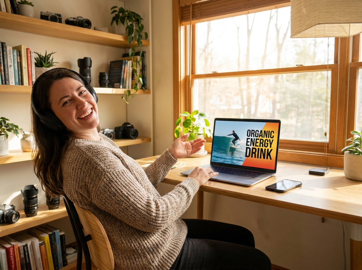 Solo creator working efficiently at a laptop