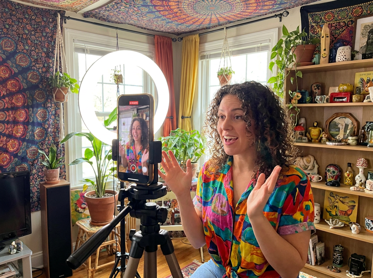 Creator recording a short