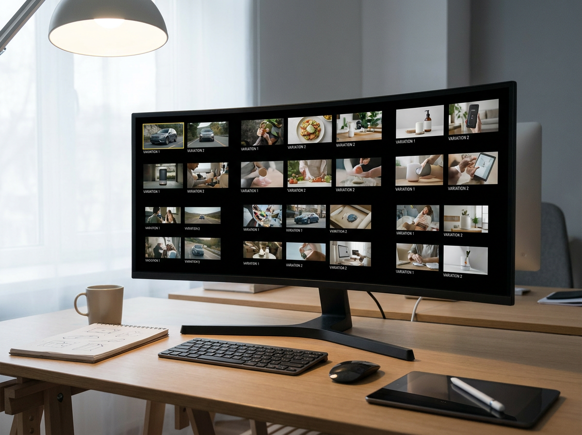 Wall of multiple ad variation thumbnails